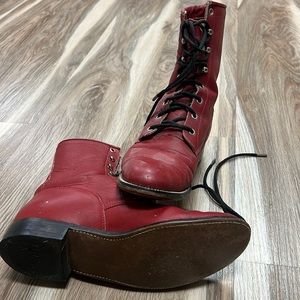 Red Lace up cowboy boots